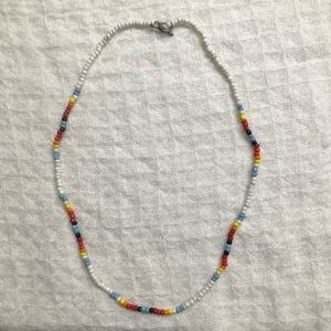 Aztec tribal color seed bead necklace